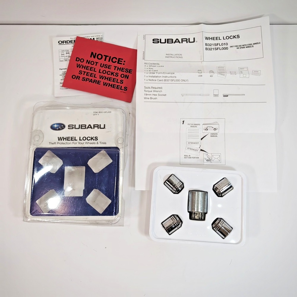 Genuine OEM Subaru Steel Wheel Locks KIT Fits All Models B321SFL000 Made in USA
